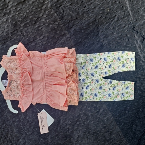 Little Lass Pink 2 Piece Capri Set NWT Size 12 Months - Picture 4 of 4